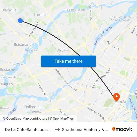 De La Côte-Saint-Louis Est / De Gatineau to Strathcona Anatomy & Dentistry Building map
