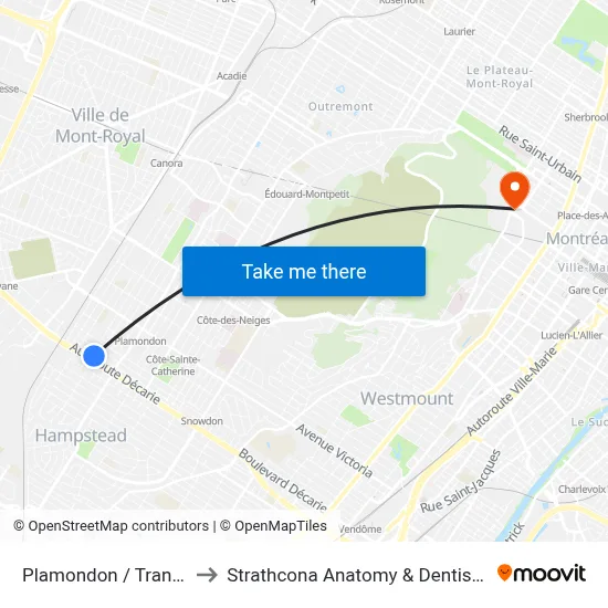 Plamondon / Trans Island to Strathcona Anatomy & Dentistry Building map