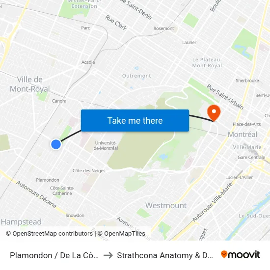 Plamondon / De La Côte-Des-Neiges to Strathcona Anatomy & Dentistry Building map
