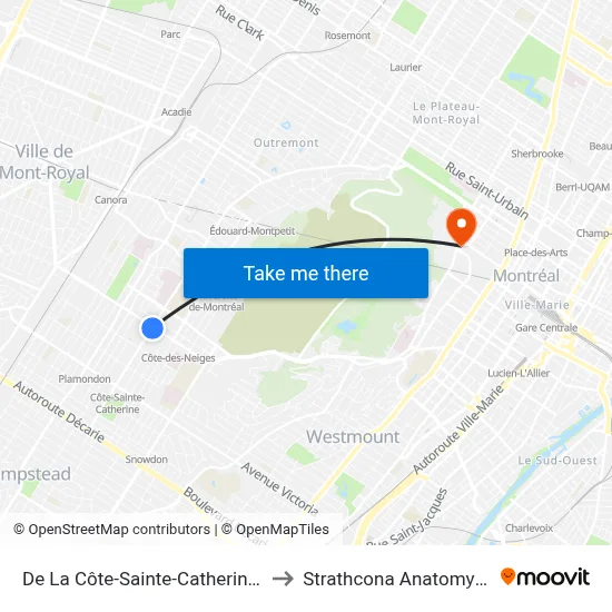 De La Côte-Sainte-Catherine / De La Côte-Des-Neige to Strathcona Anatomy & Dentistry Building map