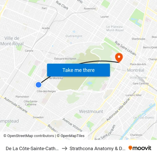 De La Côte-Sainte-Catherine / No 3755 to Strathcona Anatomy & Dentistry Building map
