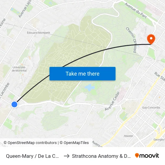 Queen-Mary / De La Côte-Des-Neiges to Strathcona Anatomy & Dentistry Building map
