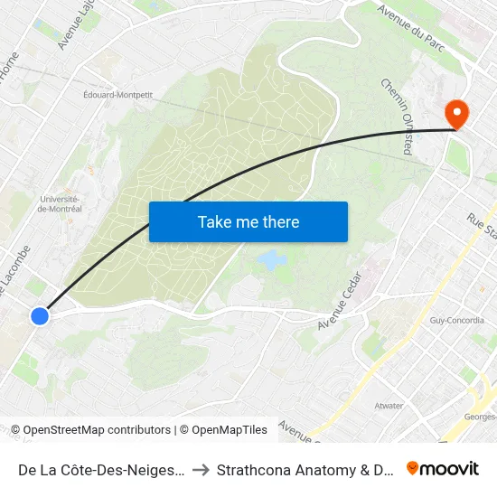 De La Côte-Des-Neiges / Queen-Mary to Strathcona Anatomy & Dentistry Building map