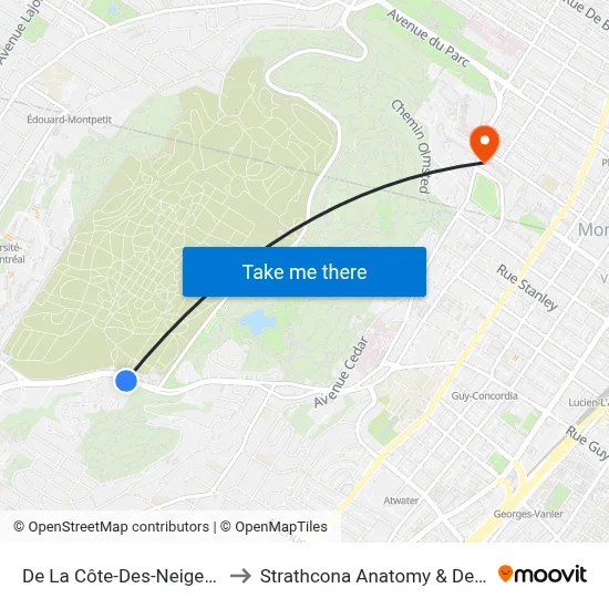 De La Côte-Des-Neiges / Forest Hill to Strathcona Anatomy & Dentistry Building map
