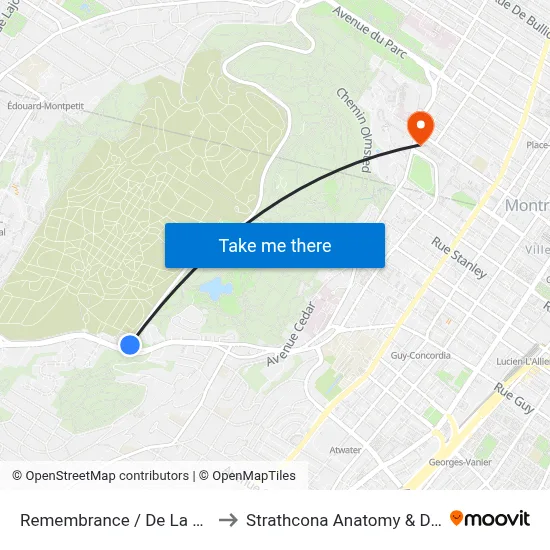 Remembrance / De La Côte-Des-Neiges to Strathcona Anatomy & Dentistry Building map