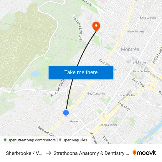 Sherbrooke / Vignal to Strathcona Anatomy & Dentistry Building map