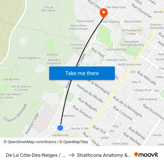 De La Côte-Des-Neiges / Du Docteur-Penfield to Strathcona Anatomy & Dentistry Building map