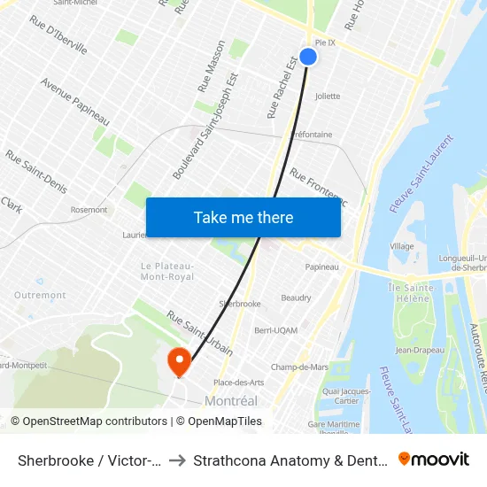 Sherbrooke / Victor-Bourgeau to Strathcona Anatomy & Dentistry Building map
