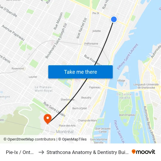 Pie-Ix / Ontario to Strathcona Anatomy & Dentistry Building map