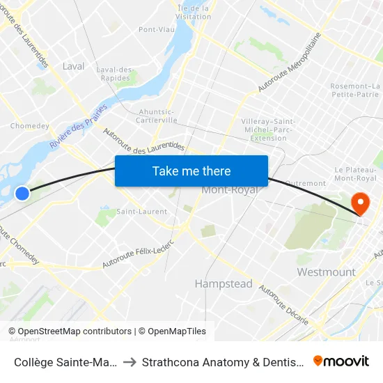 Collège Sainte-Marcelline to Strathcona Anatomy & Dentistry Building map