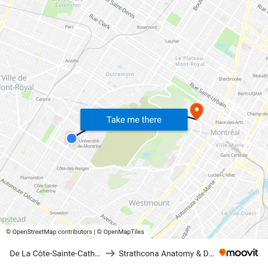 De La Côte-Sainte-Catherine / No 3175 to Strathcona Anatomy & Dentistry Building map
