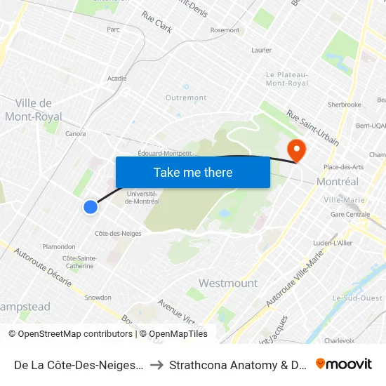 De La Côte-Des-Neiges / De La Peltrie to Strathcona Anatomy & Dentistry Building map