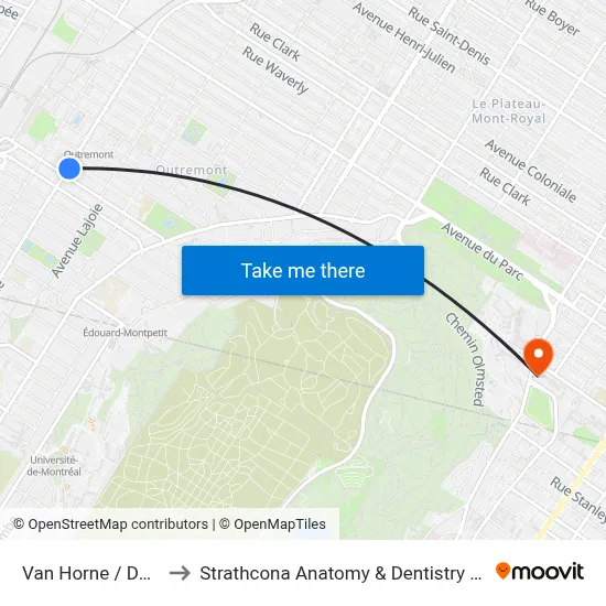 Van Horne / Dollard to Strathcona Anatomy & Dentistry Building map