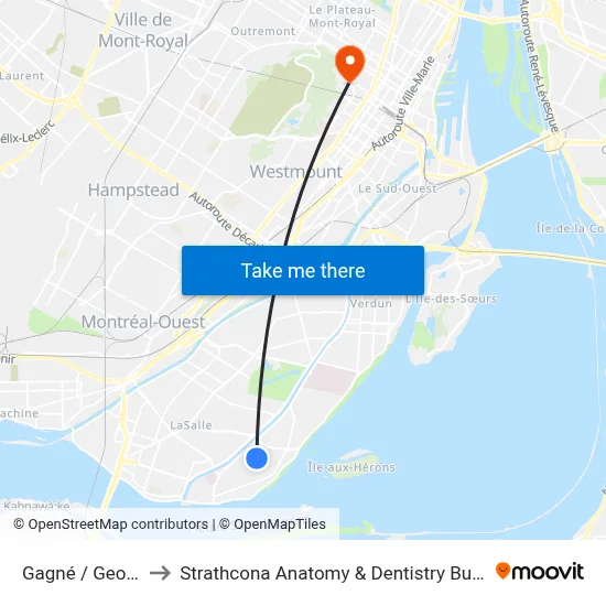 Gagné / George to Strathcona Anatomy & Dentistry Building map