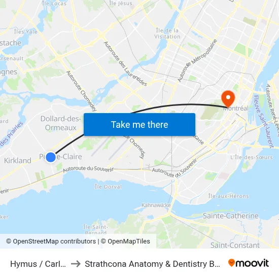 Hymus / Carlisle to Strathcona Anatomy & Dentistry Building map