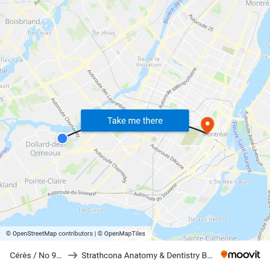 Cérès / No 9420 to Strathcona Anatomy & Dentistry Building map