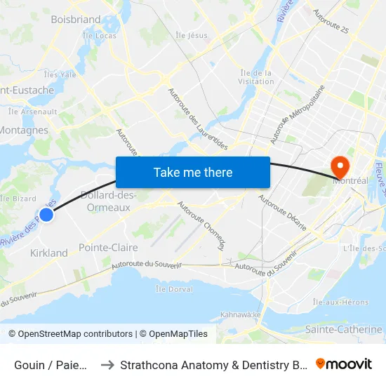 Gouin / Paiement to Strathcona Anatomy & Dentistry Building map