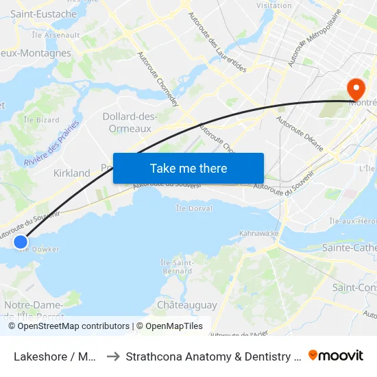 Lakeshore / Morgan to Strathcona Anatomy & Dentistry Building map