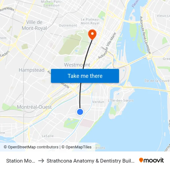 Station Monk to Strathcona Anatomy & Dentistry Building map