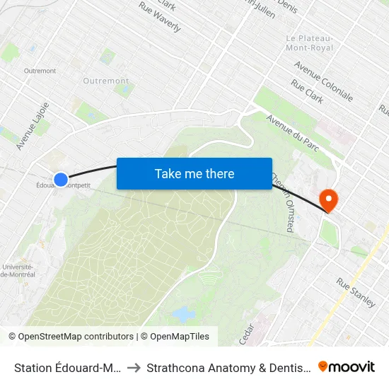 Station Édouard-Montpetit to Strathcona Anatomy & Dentistry Building map