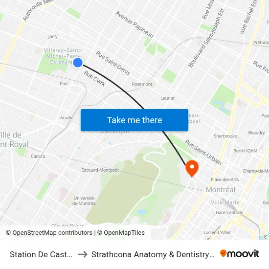 Station De Castelnau to Strathcona Anatomy & Dentistry Building map