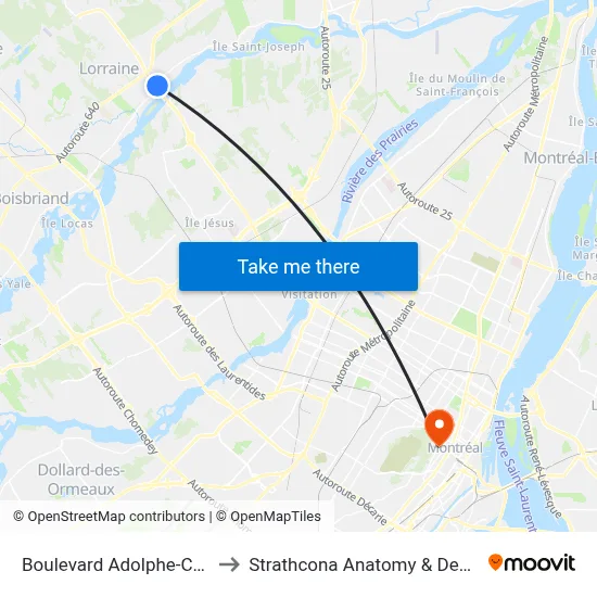 Boulevard Adolphe-Chapleau 439 to Strathcona Anatomy & Dentistry Building map