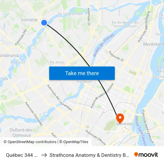 Québec 344 372 to Strathcona Anatomy & Dentistry Building map