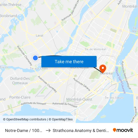 Notre-Dame / 100e Avenue to Strathcona Anatomy & Dentistry Building map