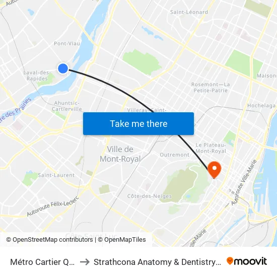 Métro Cartier Quai: 4 to Strathcona Anatomy & Dentistry Building map
