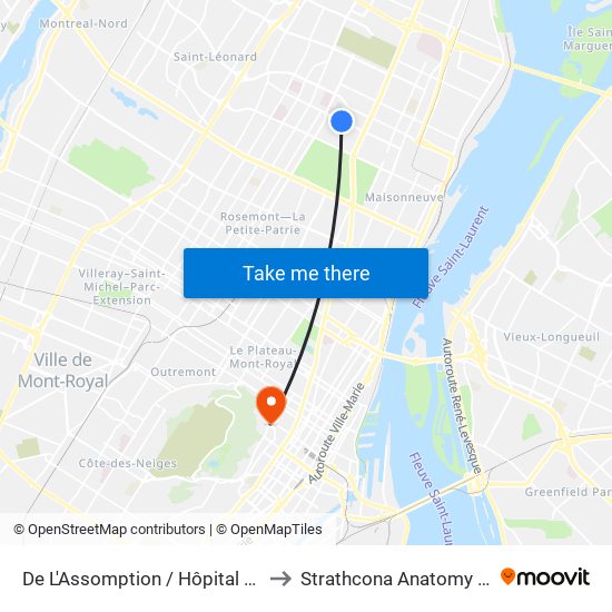 De L'Assomption / Hôpital Maisonneuve-Rosemont to Strathcona Anatomy & Dentistry Building map