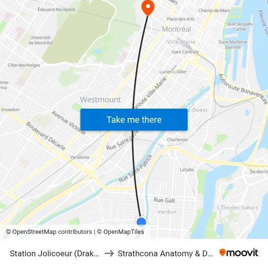 Station Jolicoeur (Drake / Holy Cross) to Strathcona Anatomy & Dentistry Building map