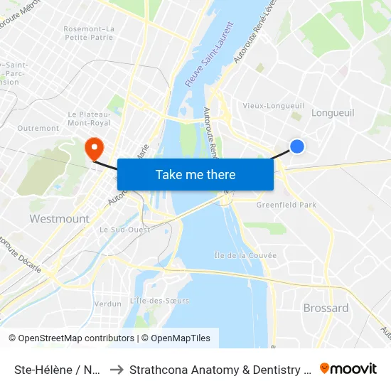 Ste-Hélène / Nobert to Strathcona Anatomy & Dentistry Building map