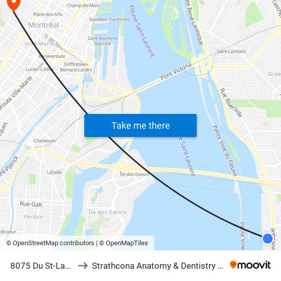 8075 Du St-Laurent to Strathcona Anatomy & Dentistry Building map