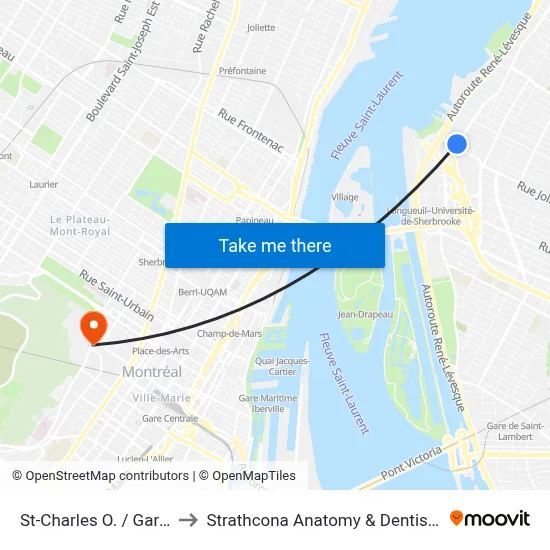 St-Charles O. / Gardenville to Strathcona Anatomy & Dentistry Building map