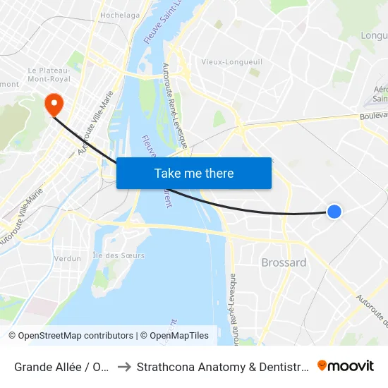 Grande Allée / Orchard to Strathcona Anatomy & Dentistry Building map