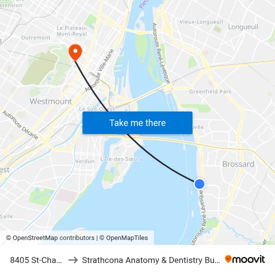 8405 St-Charles to Strathcona Anatomy & Dentistry Building map