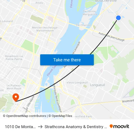 1010 De Montarville to Strathcona Anatomy & Dentistry Building map