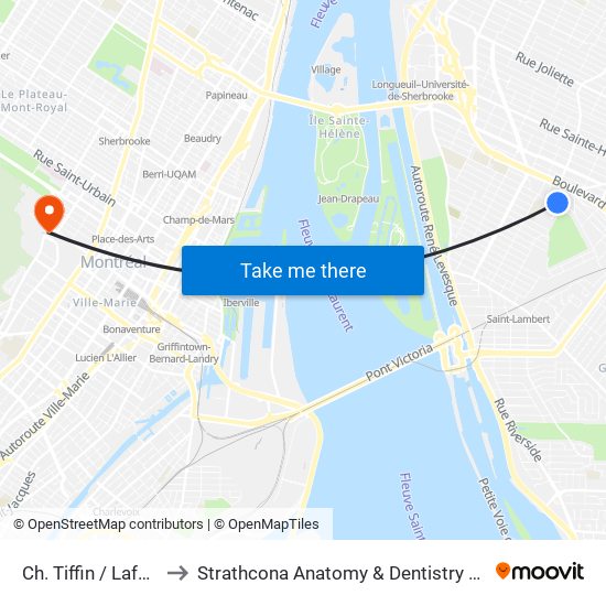 Ch. Tiffin / Laforest to Strathcona Anatomy & Dentistry Building map