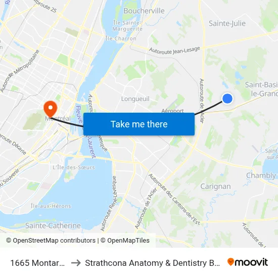 1665 Montarville to Strathcona Anatomy & Dentistry Building map