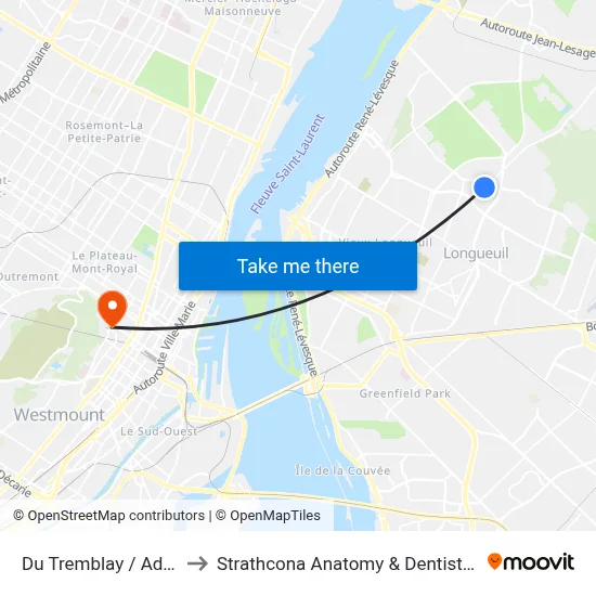 Du Tremblay / Adoncour to Strathcona Anatomy & Dentistry Building map