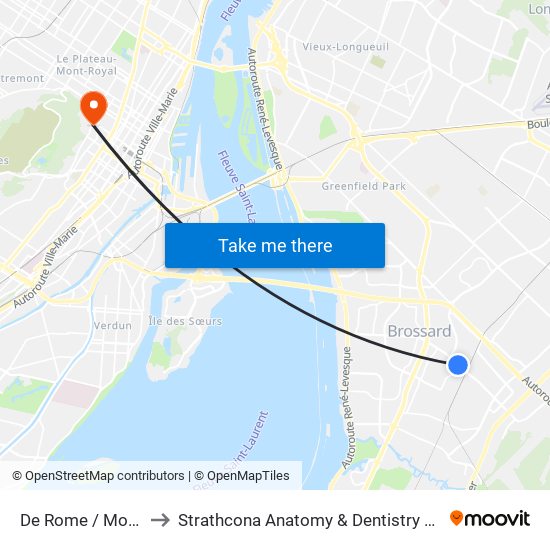 De Rome / Mondor to Strathcona Anatomy & Dentistry Building map