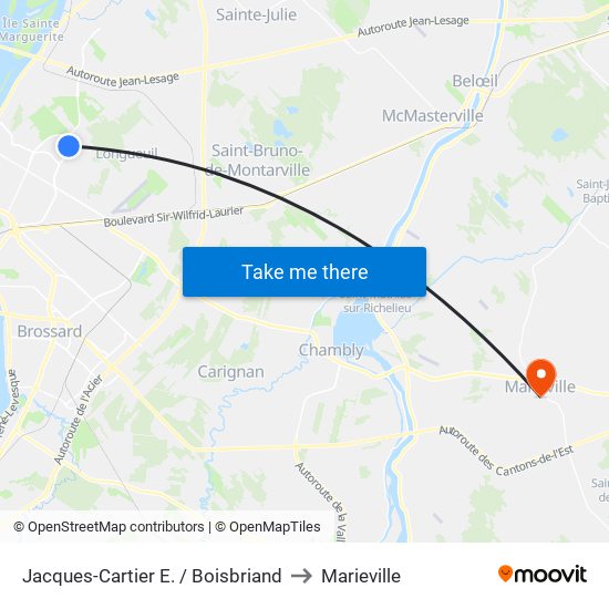 Jacques-Cartier E. / Boisbriand to Marieville map