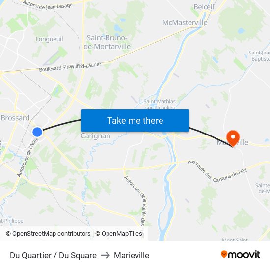 Du Quartier / Du Square to Marieville map