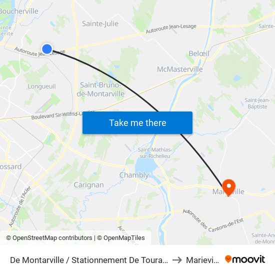 De Montarville / Stationnement De Touraine to Marieville map