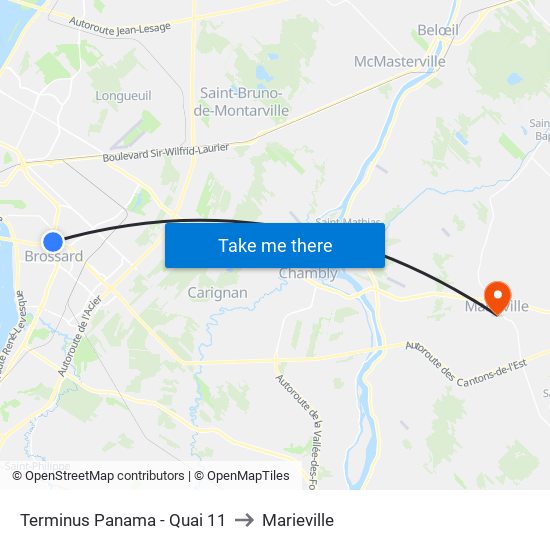 Terminus Panama - Quai 11 to Marieville map