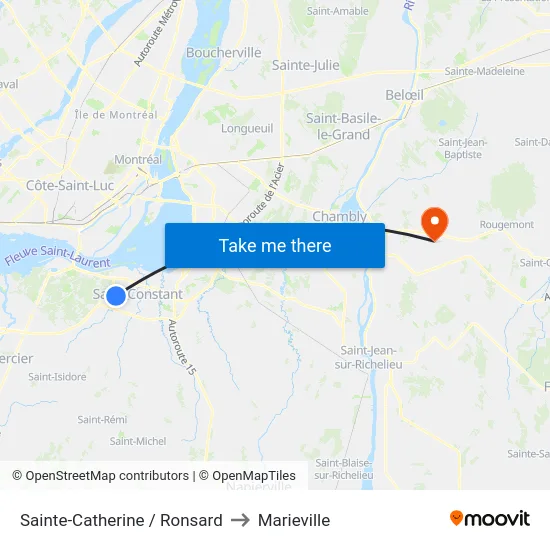 Sainte-Catherine / Ronsard to Marieville map