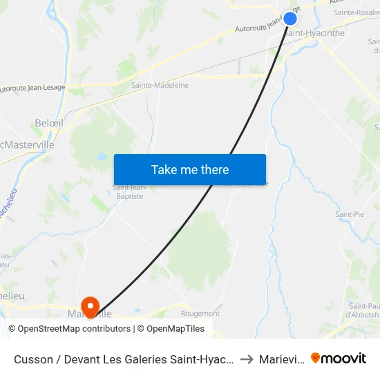 Cusson / Devant Les Galeries Saint-Hyacinthe to Marieville map
