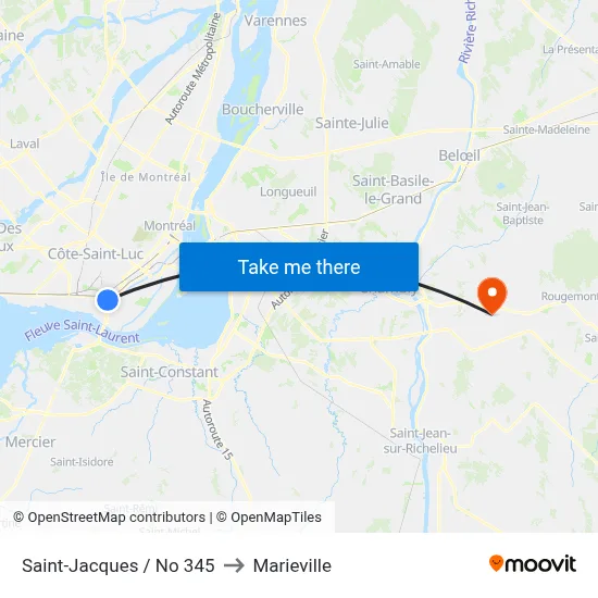Saint-Jacques / No 345 to Marieville map