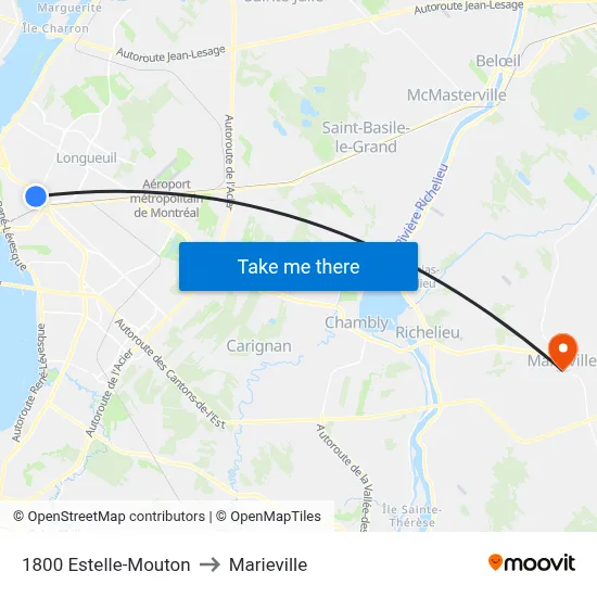 1800 Estelle-Mouton to Marieville map