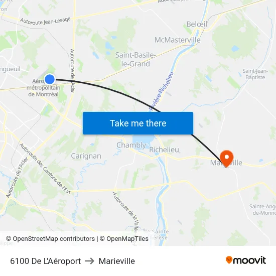 6100 De L'Aéroport to Marieville map